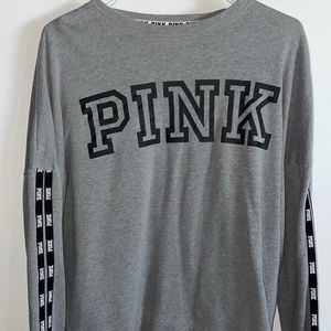 PINK logo sweatshirt, Gray color, Size Small